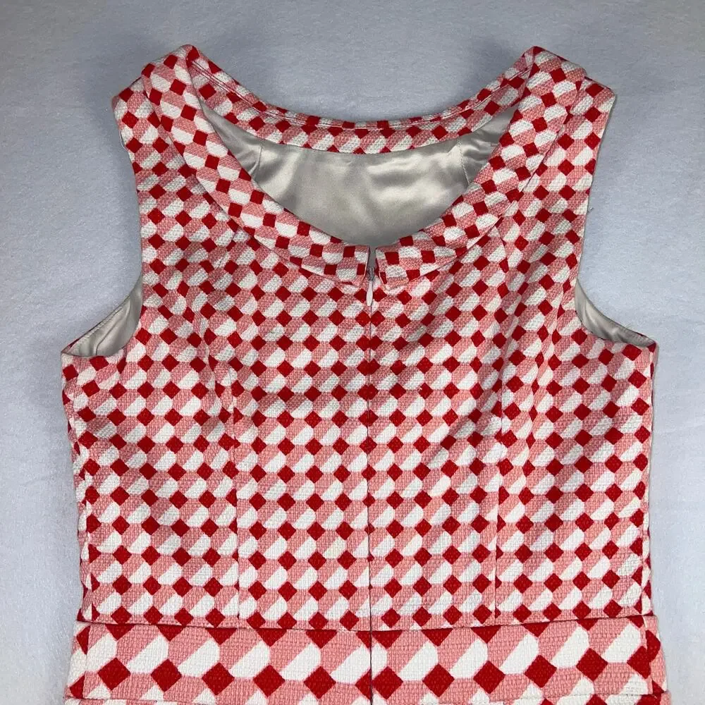 Boden Women's Red White Geometric Print Sleeveless Shift Dress Classic Size 8L
